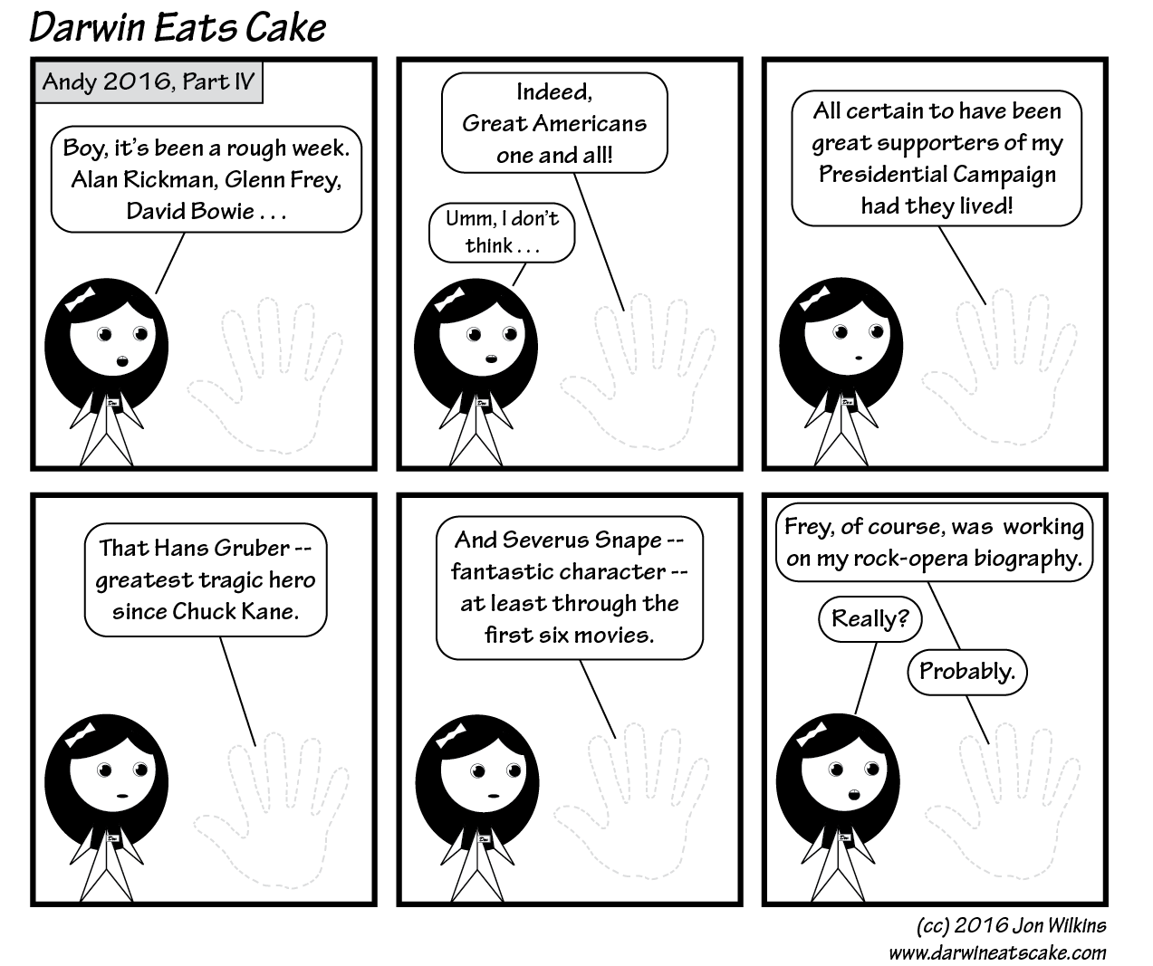 In which Andy mourns the passing of Alan Rickman and Glenn Frey